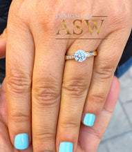 Load image into Gallery viewer, Elegant 14k Solid Yellow Gold Round Cut and Round Cut Natural Diamond Engagement Ring Bridal Wedding Propose Six Prongs 0.85ctw
