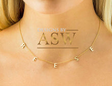Load image into Gallery viewer, 14K Solid White Or Yellow Or Rose Gold Multi Initials Necklace, Custom Made, Beautiful and Dainty
