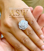 Load image into Gallery viewer, Large Ballerina Style Ring, Anniversary, Wedding, White Gold Rhodium Solid Sterling Silver .925 and 4.00ctw Simulated Diamonds
