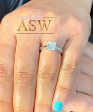Load image into Gallery viewer, 14K Solid White Gold Princess Cut Forever One Moissanite Engagement Ring Deco, Bridal, Wedding, Anniversary, Prong Set Solitaire 1.20ctw
