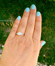 Load image into Gallery viewer, 14K Solid White Gold Forever One Moissanite Asscher And Natural Diamonds Baguettes And Round Cut Engagement Ring Bezel Set Engagement 1.40ct