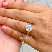 Load image into Gallery viewer, Large Womens's 3.25 Carat Round Cut Simulated Diamond Engagement Ring Bridal Wedding Halo Set in 14K Solid Yellow Gold Stunning by ASW