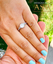 Load image into Gallery viewer, 14K Solid White Gold Forever One Moissanite Asscher And Natural Diamonds Baguettes And Round Cut Engagement Ring Bezel Set Engagement 1.40ct