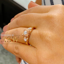 Load image into Gallery viewer, 14k solid rose gold round cut diamond engagement ring natural diamonds, three stone style bridal wedding anniversary promise propose 0.60ctw
