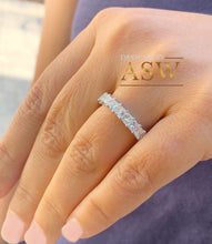 Load image into Gallery viewer, Princess and Round Cut Simulated Diamond Eternity Three Sided Band Deco Antique, Bridal, Wedding, Anniversary, Gift 14K White Gold 4.00ctw
