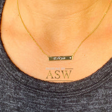 Load image into Gallery viewer, 14K Solid White Or Yellow Or Rose Gold Multi Initials Bar Necklace, Custom Made, Beautiful and Dainty 0.03ct Round cut Natural Diamond