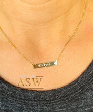 Load image into Gallery viewer, 14K Solid White Or Yellow Or Rose Gold Multi Initials Bar Necklace, Custom Made, Beautiful and Dainty 0.03ct Round cut Natural Diamond