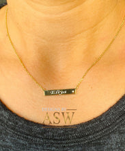 Load image into Gallery viewer, 14K Solid White Or Yellow Or Rose Gold Multi Initials Bar Necklace, Custom Made, Beautiful and Dainty 0.03ct Round cut Natural Diamond