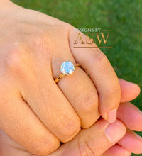 Load image into Gallery viewer, 14K Solid Yellow Gold Round Cut Forever One Moissanite Engagement Ring Four prong Cathedral setting, Solitaire 1.20ctw