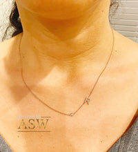 Load image into Gallery viewer, 14K Solid White Or Yellow Or Rose Gold Multi Natural Diamonds Initials 0.10ctw And Bezel Set Natural Diamond 0.06ct Necklace
