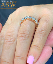Load image into Gallery viewer, Round Cut Simulated Diamond Engagement Band, Ring Prong Set, Eternity, Propose, Promise Band 14K Solid Rose Gold 5.00ctw by ASW