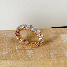 Load image into Gallery viewer, 14K Solid Rose Gold Round Cut Forever One Moissanite Eternity Band Deco, Bridal, Wedding, Anniversary, Propose, Promise ring 5.00ct 4.0mm