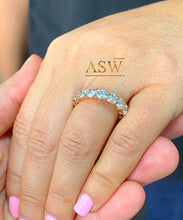 Load image into Gallery viewer, 14K Solid Rose Gold Round Cut Moissanite Eternity Band Deco, Bridal, Wedding, Anniversary, Propose, Promise ring 5.00ct 4.0mm