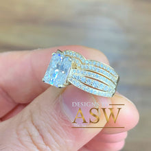 Load image into Gallery viewer, 14k Yellow Gold Radiant Cut Forever One Moissanite And Diamonds Engagement Ring And Band Set Anniversary, Wedding, Propose 3.30ctw