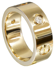 Load image into Gallery viewer, 18K Yellow Gold Round Cut Diamonds Ring Band Bezel Set Mens 7mm 0.24ctw
