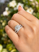 Load image into Gallery viewer, Cushion Cut And Round Cut Sides Simulated Diamonds Engagement Ring And Matching Band Halo Wedding Ring 14K Solid White Gold Bridal Set 3.00
