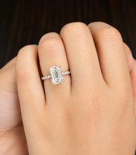 Load image into Gallery viewer, Emerald Cut Center And Round Cut Moissanites Engagement Ring Set In 14K Solid White Gold Wedding Bridal Ring Set 2.30ctw
