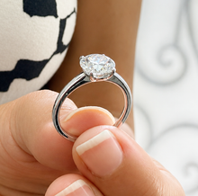 Load image into Gallery viewer, Solitaire Round Cut Simulated Diamond Engagement Ring Four Prongs Set Wedding Ring 14K Solid White Gold Bridal Ring 2.00ct
