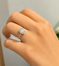 Load image into Gallery viewer, Elongated Oval Shape 11x8mm And Round Cut Moissanite Engagement Ring Halo Wedding Ring 14K Solid White Gold Propose Ring 4.50ctw

