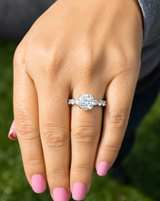 Load image into Gallery viewer, Eternity Style Round Cut Simulated Diamonds Engagement Ring Prong Set Wedding Ring 14K Solid White Gold Bridal Ring Propose Ring 4.00ctw

