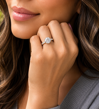 Load image into Gallery viewer, Eternity Style Round Cut Simulated Diamonds Engagement Ring Prong Set Wedding Ring 14K Solid White Gold Bridal Ring Propose Ring 4.00ctw
