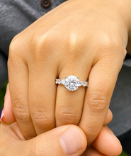 Load image into Gallery viewer, Eternity Style Round Cut Simulated Diamonds Engagement Ring Prong Set Wedding Ring 14K Solid White Gold Bridal Ring Propose Ring 4.00ctw
