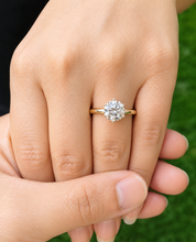 Load image into Gallery viewer, Round Cut Moissanite Engagement Ring Solitaire Bridal Ring Four prong Wedding ring Solitaire 14k Solid Yellow Gold 3.00ctw
