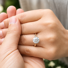 Load image into Gallery viewer, Round Cut Moissanite Engagement Ring Solitaire Bridal Ring Four prong Wedding ring Solitaire 14k Solid Yellow Gold 3.00ctw
