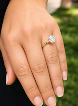 Load image into Gallery viewer, Round Cut Moissanite Engagement Ring Solitaire Bridal Ring Four prong Wedding ring Solitaire 14k Solid Yellow Gold 3.00ctw
