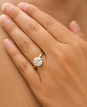 Load image into Gallery viewer, Round Cut Moissanite Engagement Ring Solitaire Bridal Ring Four prong Wedding ring Solitaire 14k Solid Yellow Gold 3.00ctw
