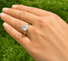 Load image into Gallery viewer, Round Cut Moissanite Engagement Ring Solitaire Bridal Ring Four prong Wedding ring Solitaire 14k Solid Yellow Gold 3.00ctw

