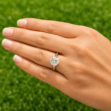 Load image into Gallery viewer, Round Cut Moissanite Engagement Ring Solitaire Bridal Ring Four prong Wedding ring Solitaire 14k Solid Yellow Gold 3.00ctw
