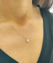 Load image into Gallery viewer, Solitaire Necklace And Chain Necklace Delicate 14k Solid Yellow Gold 1.00ct Princess Cut CVD Diamond Prong Set Mininmalist Dainty Pendant
