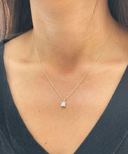 Load image into Gallery viewer, Solitaire Necklace And Chain Necklace Delicate 14k Solid Yellow Gold 1.00ct Princess Cut CVD Diamond Prong Set Mininmalist Dainty Pendant
