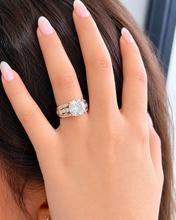 Load image into Gallery viewer, Cushion Cut And Round Cut Sides Diamond Engagement Ring IGI Certified 14k Solid Yellow Gold Hidden Halo Wedding Ring Bridal Ring 4.50 G-VS2

