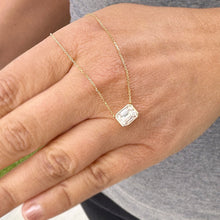 Load image into Gallery viewer, Dainty Minimalist 14k Solid Yellow Gold Emerald Cut Simulated Diamond , Bezel Set, Solitaire Necklace And Chain, Pendant, Wedding 2.00ct
