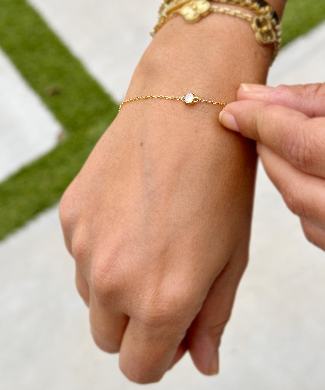 14k Solid Yellow Gold Moissanite Bracelet Chain Bracelet Gold Moissanite Bracelet Prong Set Solitaire Gift for her Bridal Gift 0.25ctw