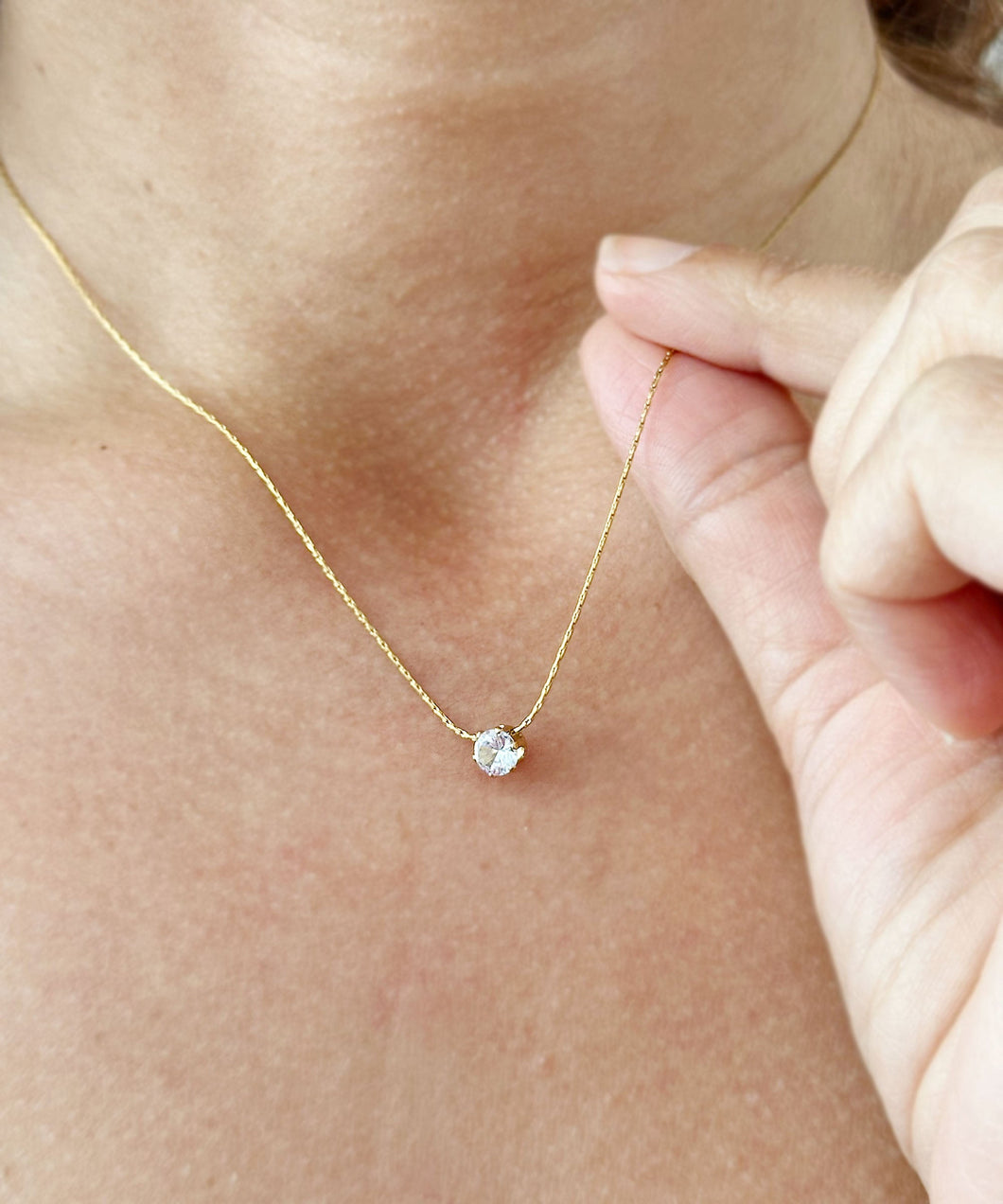 Round Cut Moissanite Solitaire Necklace And Chain Dainty Minimalist 14k Solid Yellow Gold Pendant Bridal Wedding Gift 0.50ct