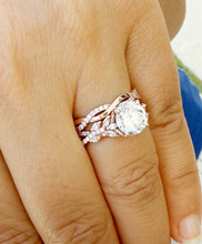 Load image into Gallery viewer, Round Cut And Marquise Simulated Diamonds Engagement Ring And Matching Band Set Wedding Set Prong Set Bridal Set 14K Solid Rose Gold 2.90ctw
