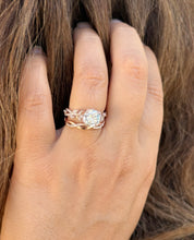 Load image into Gallery viewer, Round Cut And Marquise Simulated Diamonds Engagement Ring And Matching Band Set Wedding Set Prong Set Bridal Set 14K Solid Rose Gold 2.90ctw
