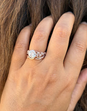 Load image into Gallery viewer, Round Cut And Marquise Simulated Diamonds Engagement Ring And Matching Band Set Wedding Set Prong Set Bridal Set 14K Solid Rose Gold 2.90ctw
