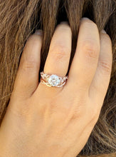 Load image into Gallery viewer, Round Cut And Marquise Simulated Diamonds Engagement Ring And Matching Band Set Wedding Set Prong Set Bridal Set 14K Solid Rose Gold 2.90ctw
