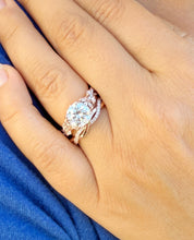 Load image into Gallery viewer, Round Cut And Marquise Simulated Diamonds Engagement Ring And Matching Band Set Wedding Set Prong Set Bridal Set 14K Solid Rose Gold 2.90ctw

