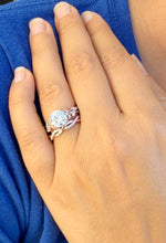 Load image into Gallery viewer, Round Cut And Marquise Simulated Diamonds Engagement Ring And Matching Band Set Wedding Set Prong Set Bridal Set 14K Solid Rose Gold 2.90ctw
