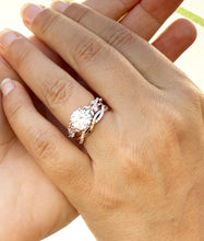 Load image into Gallery viewer, Round Cut And Marquise Simulated Diamonds Engagement Ring And Matching Band Set Wedding Set Prong Set Bridal Set 14K Solid Rose Gold 2.90ctw
