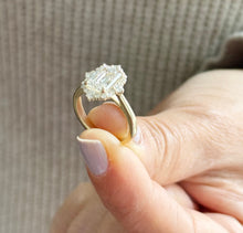 Load image into Gallery viewer, Emerald Cut And Round Cut Sides Moissanites Engagement Ring Halo Wedding Ring Minimalist Bridal Ring 14K Solid Yellow Gold Propose Ring 2.65
