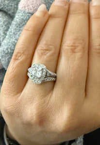 Princess Cut And Round Cut Sides Simulated Diamonds Engagement Ring And Matching Band Wedding Bridal Set 14K White Gold Bridal Set 2.50ctw