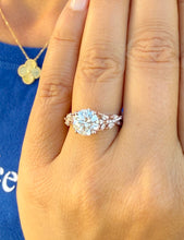 Load image into Gallery viewer, Certified Round Cut and marquise diamonds Engagement Ring Wedding Ring leaf design 14k Rose Gold 2.50ctw
