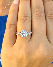 Load image into Gallery viewer, Certified Round Cut and marquise diamonds Engagement Ring Wedding Ring leaf design 14k Rose Gold 2.50ctw
