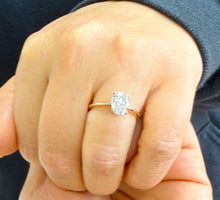 Load image into Gallery viewer, Four Prong Setting 2.00ct Solitaire Wedding Ring Oval Shape Simulated Diamonds Engagement Ring Set In 14K Solid Rose Gold Bridal Ring
